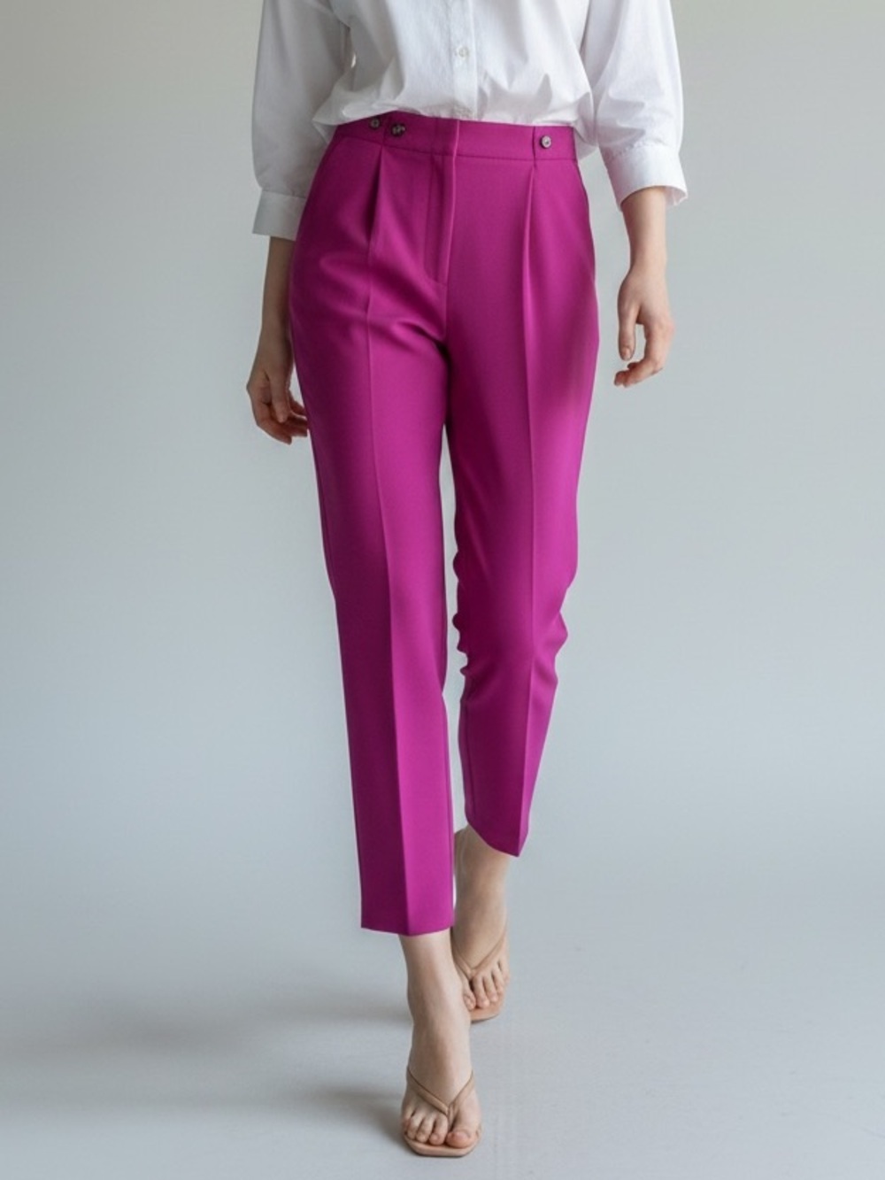 Topshop Trousers Betty Peg High Waisted Pants Magenta Pink Fuchsia Size 4 NWT